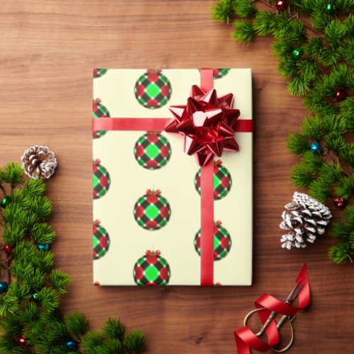 Colorful Plaid Ornament Christmas Wrapping Paper