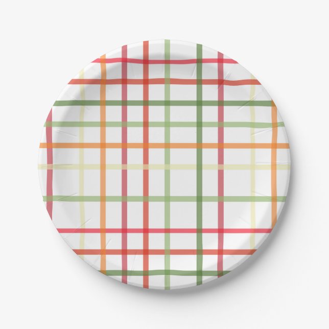 Colorful Plaid Paper Plates (Front)