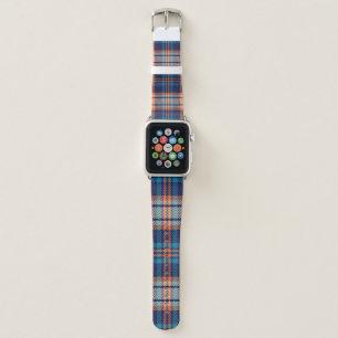 Colorful plaid pattern in blue, orange, beige. Her Apple Watch Band