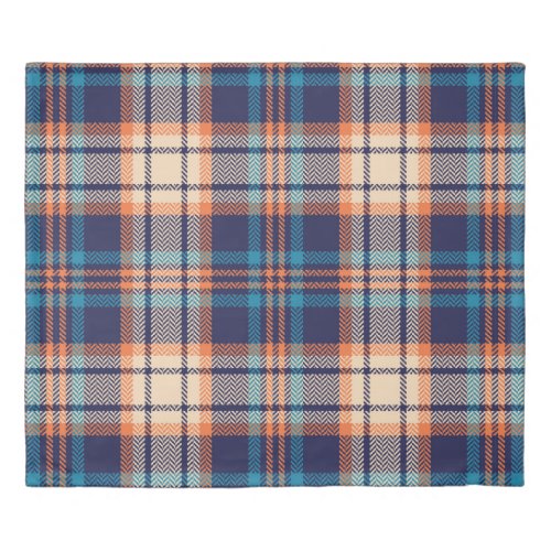 Colorful plaid pattern in blue orange beige Her Duvet Cover