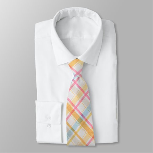 Colorful plaid pattern neck tie