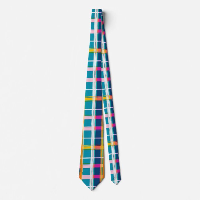 colorful plaid pattern neck tie (Front)