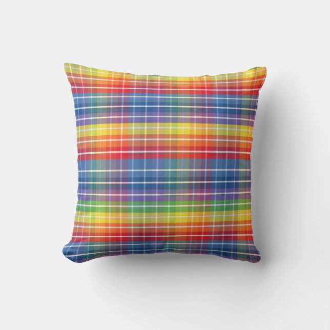 Colorful Plaid Pattern Throw Pillow (Front)