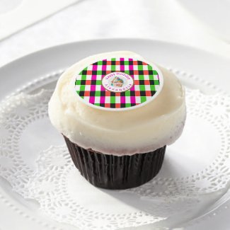 Colorful Plaid Personalized or Logo | Cupcake