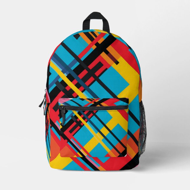 Colorful Plaid Printed Backpack (Front)