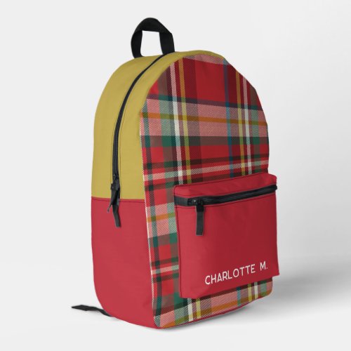 Colorful Plaid Rustic Personalized Printed Backpack