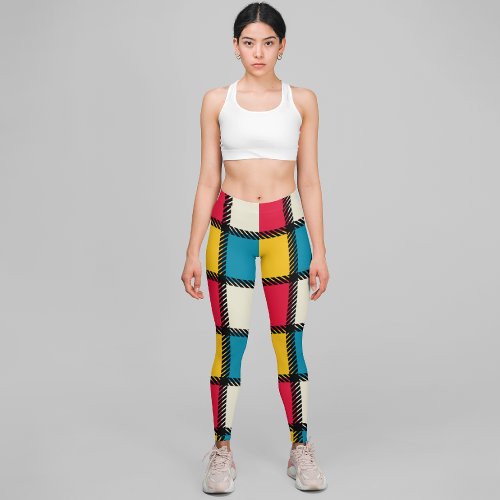 Colorful Plaid Square Capri Leggings