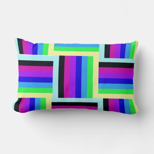Colorful Plaid Stripes Lumbar Pillow (Front)