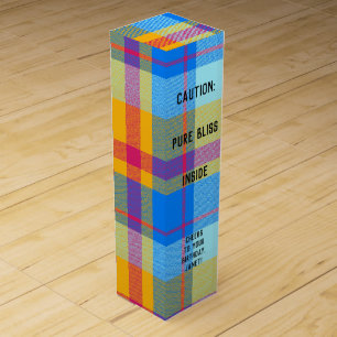 Colorful Plaid Tartan Pattern Funny Wine Gift Box
