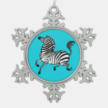 Colorful Plains Zebra Pewter Ornament
