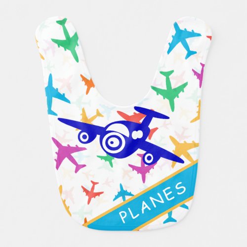 Colorful Planes Baby Bib