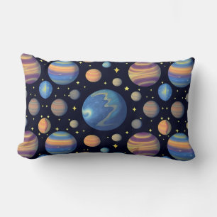 Colorful Planets and Stars Kids Bedroom Decor Lumbar Pillow