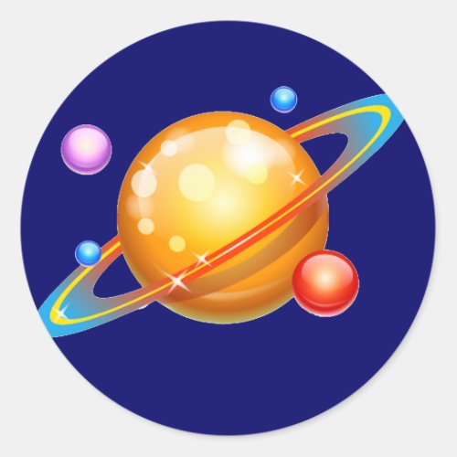 Colorful Planets Classic Round Sticker