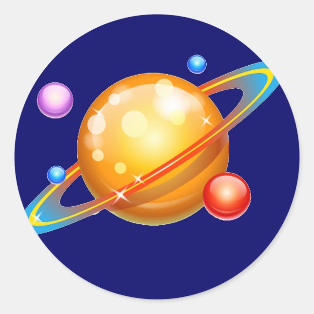 Colorful Planets Classic Round Sticker (Front)