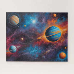 Colorful Planets Galaxy Outer Space Jigsaw Puzzle
