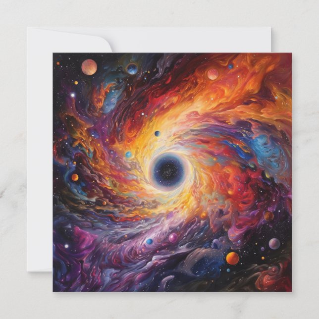 Colorful Planets Space Galaxy Background Note Card (Front)