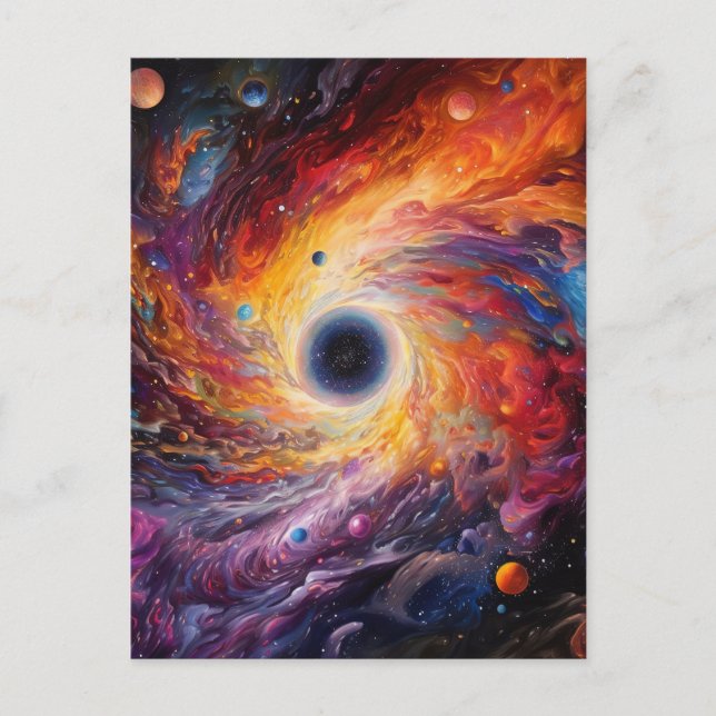 Colorful Planets Space Galaxy Background Postcard (Front)