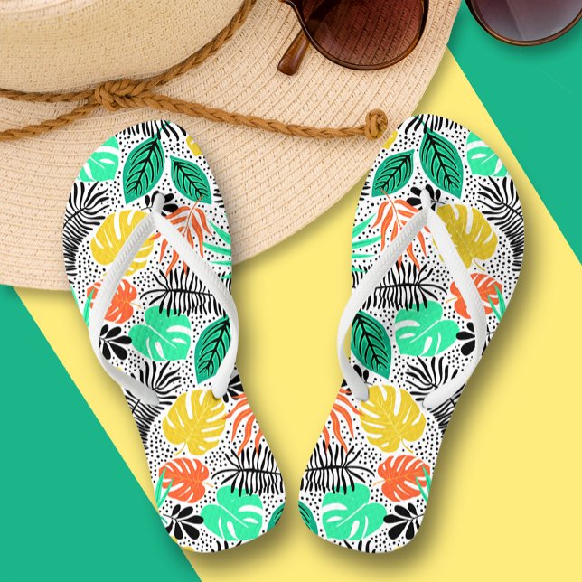 Colorful Plants and Dots Flip Flops (Colorful Plants and Dots Flip Flops)