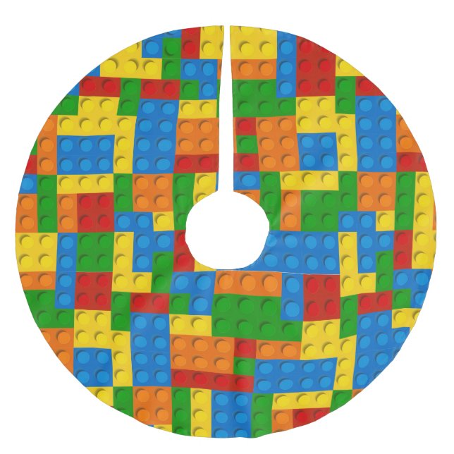 colorful plastic blocks xmas christmas tree skirt (Front)