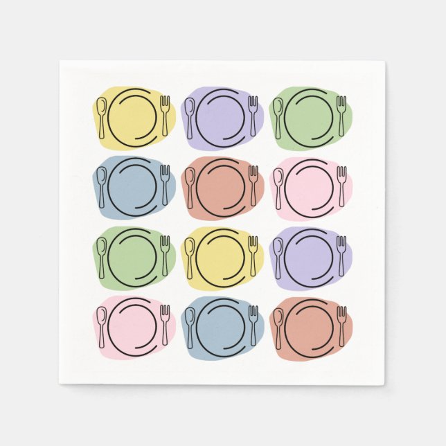 Colorful Plate Settings Pattern Napkins (Front)