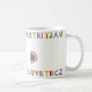Colorful Playful Alphabet Design with Rainbow Coffee Mug