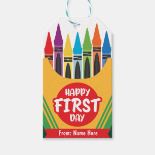 Colorful playful Crayola Color First Day Of School Gift Tags