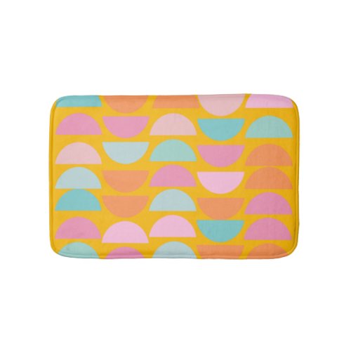 Colorful Playful Geometric Shapes in Yellow Bath Mat