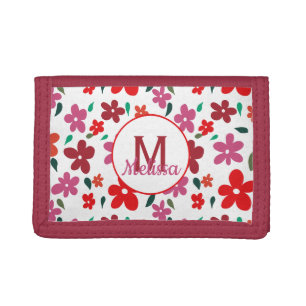 Colorful Playful Minimalistic Floral Monogram Trifold Wallet