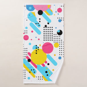Colorful, playful shapes and dots background bath towel set