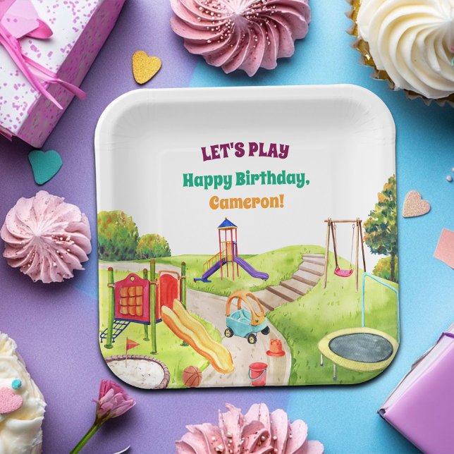 Colorful Playground Birthday Party  Paper Plates (Creator Uploaded)