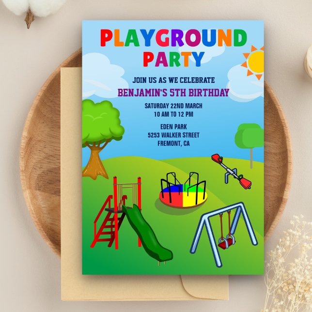 Colorful Playground Kids Park Birthday Invitation (Creator Uploaded)