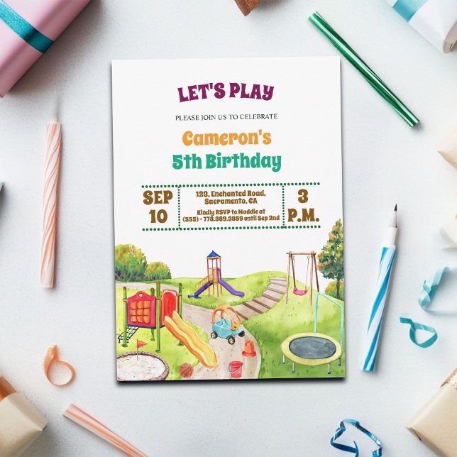 Colorful Playground Party 5th Birthday Invitation (Creator Uploaded)