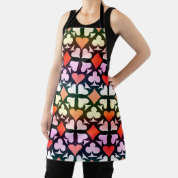 Colorful Playing Card Symbols Game Pattern Apron