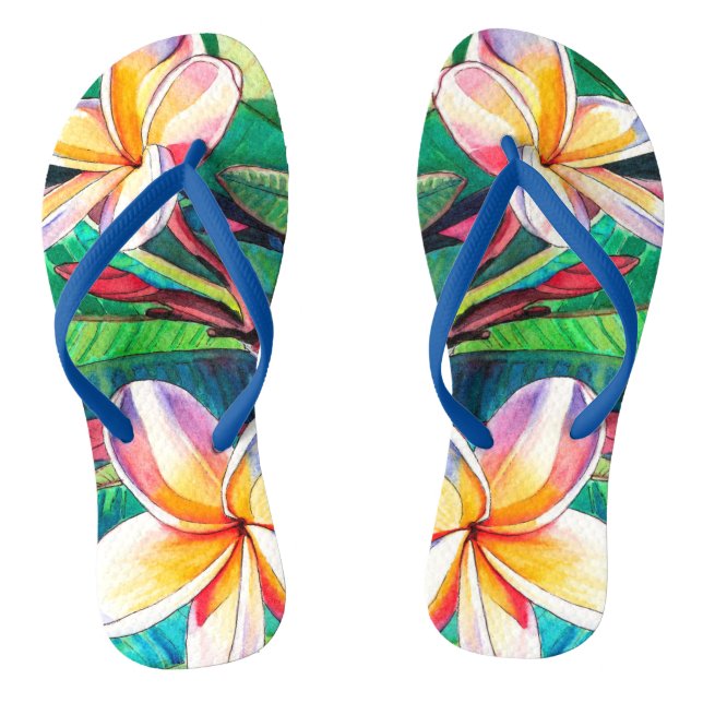 Colorful Plumeria Garden Rubber Slippers (Footbed)