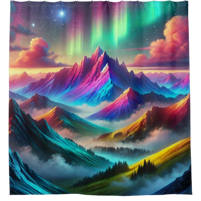 Colorful Pointy Mountains Shower Curtain (Front)