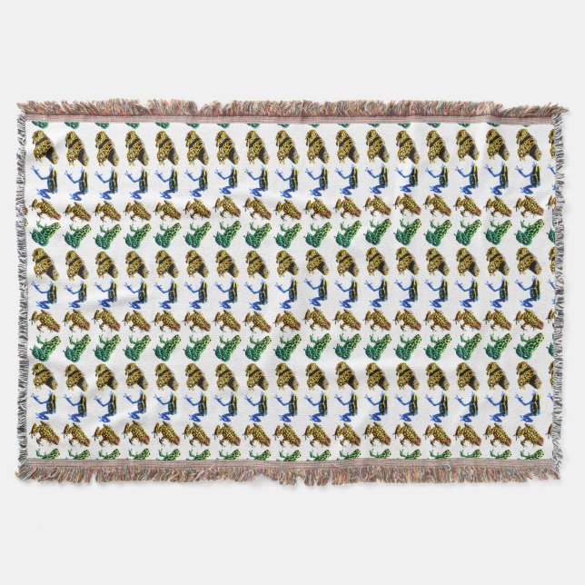 Colorful Poison Arrow Frogs Throw Blanket (Front)