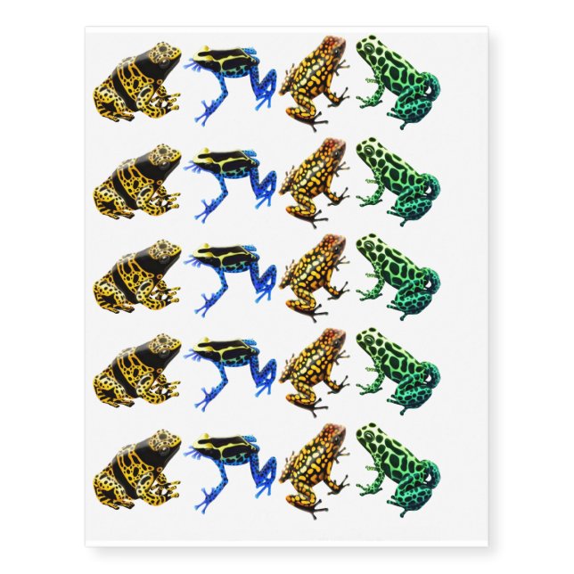 Colorful Poison Dart Frogs Temporary Tattoo (Front)
