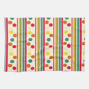 colorful pokadot circles kitchen hand towel