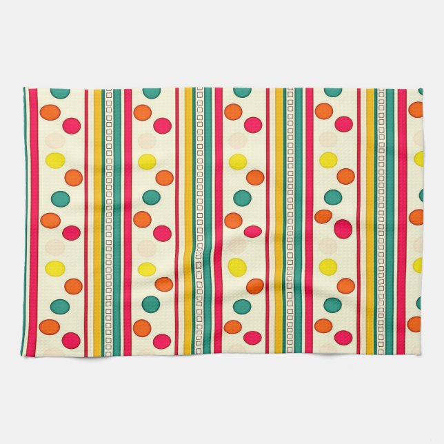 colorful pokadot circles kitchen hand towel (Horizontal)