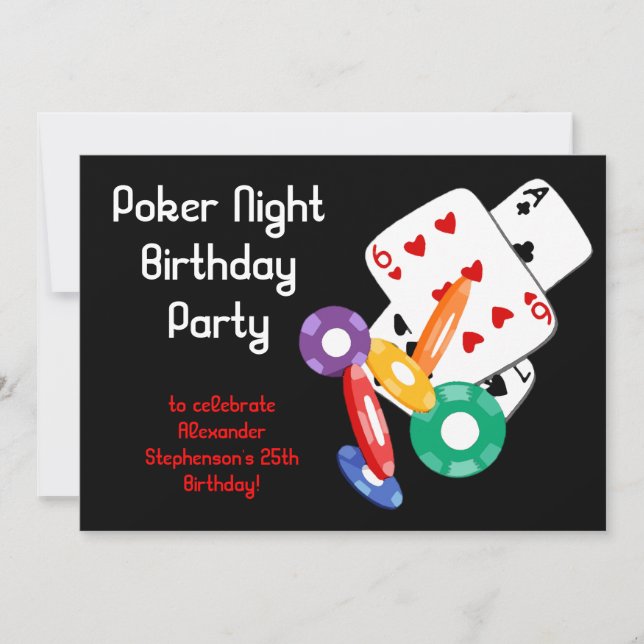 Colorful Poker Chips Party Invitation (Front)