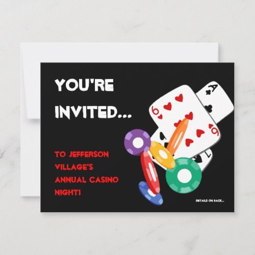 Colorful Poker Chips Vegas Casino Night Invitation