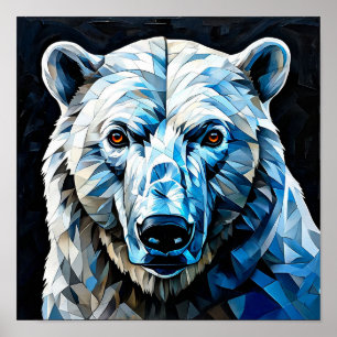 Colorful Polar Bear Mosaic Arctic Art 🐻‍❄️🎨 Poster