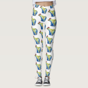 Colorful polar bear Santa Custom Leggings
