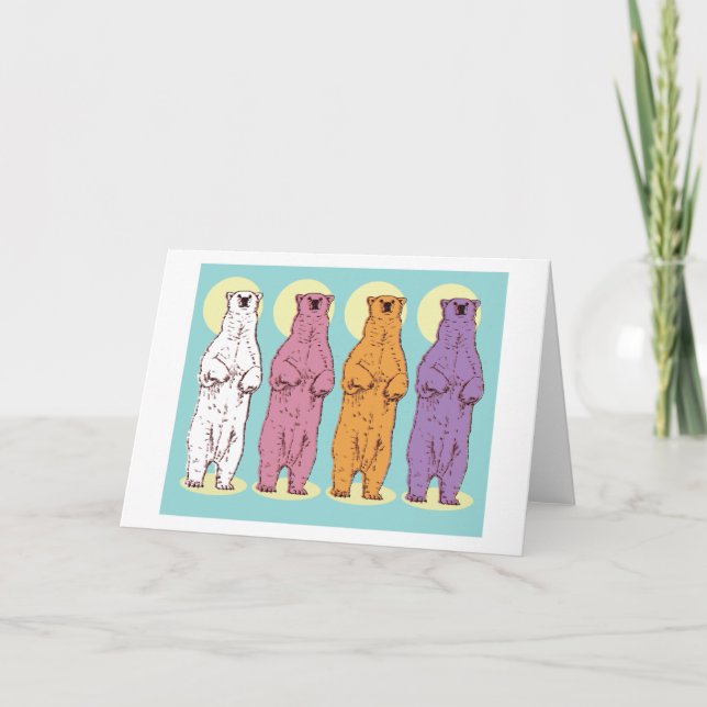 Colorful Polar Bears Greeting Card (Front)
