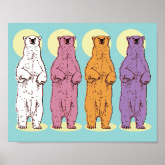 Colorful Polar Bears Poster