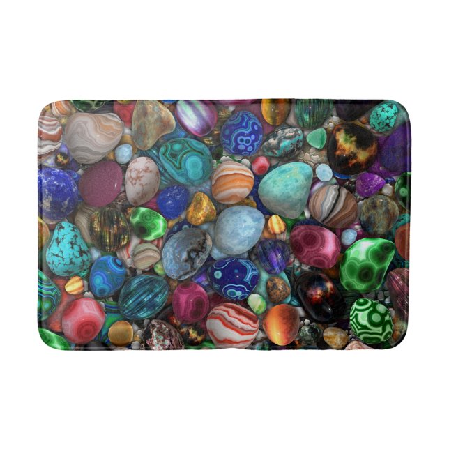 Colorful Polished Stones  Bath Mat (Front)
