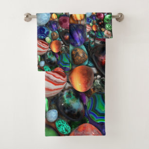 Colorful Polished Stones Bath Towel Set
