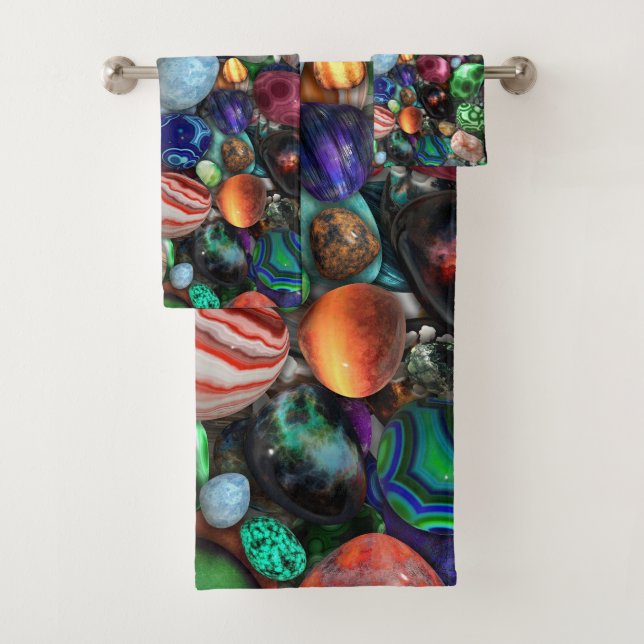 Colorful Polished Stones  Bath Towel Set (Insitu)