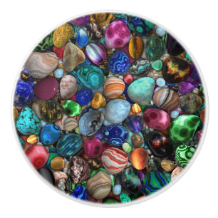 Colorful Polished Stones Ceramic Knob