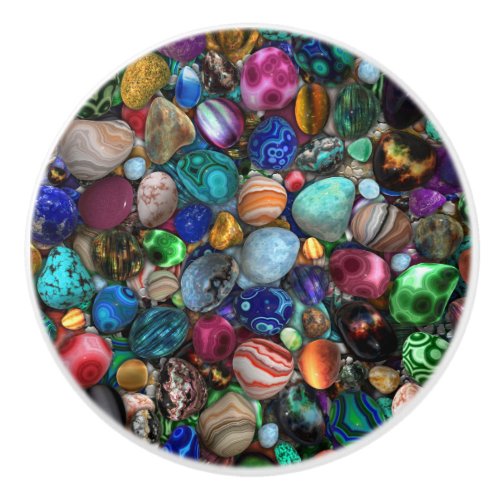 Colorful Polished Stones  Ceramic Knob